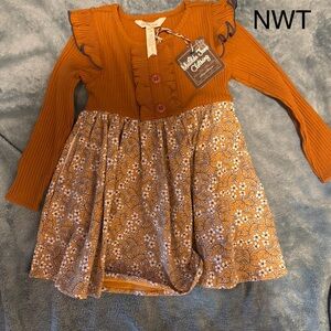 Matilda Jane Mustard Ribbed Top Floral Skirt Dress